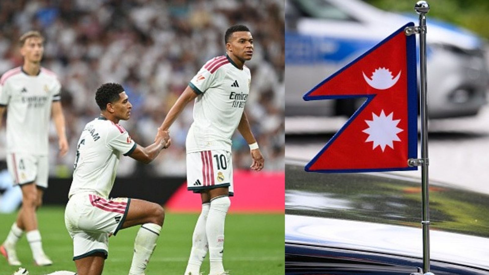 Real Madrid pays tribute to Nepal and Tibet flood victims with moment of silence Real Madrid team and Nepal flag in the frame (Images via Getty)