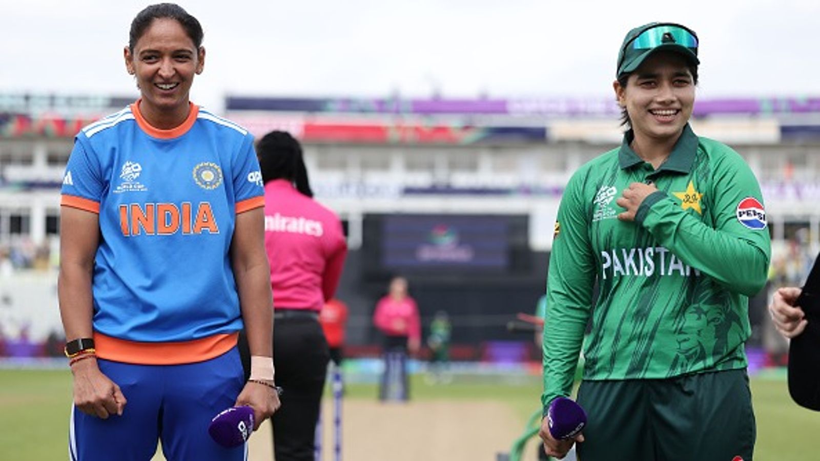 IND vs PAK, Women's Asia Cup: Pakistan put India to bat, no-handshake continues; Know playing XIs here India captain Harmanpreet Kaur (L) and Pakistan skipper Fatima Sana in this frame. (Getty)