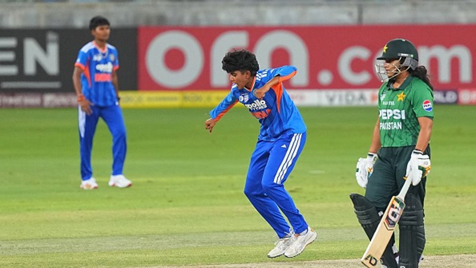 Women's Asia Cup: Pakistan record their lowest-ever T20I total after getting bowled out for 55 against India India's Shree Charani (C) celebrates the wicket of Pakistan's Shawaal Zulfiqar (not in picture) in this frame. (Getty)