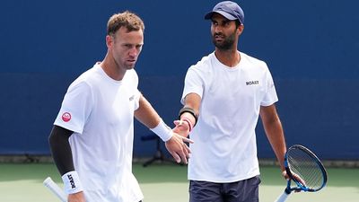 US Open: Double first-round blow for India, Yuki Bhambri and Anirudh Chandrasekar knocked out Michael Venus and Yuki Bhambri (R)B in action during a Men's Doubles US Open clash. (Getty)