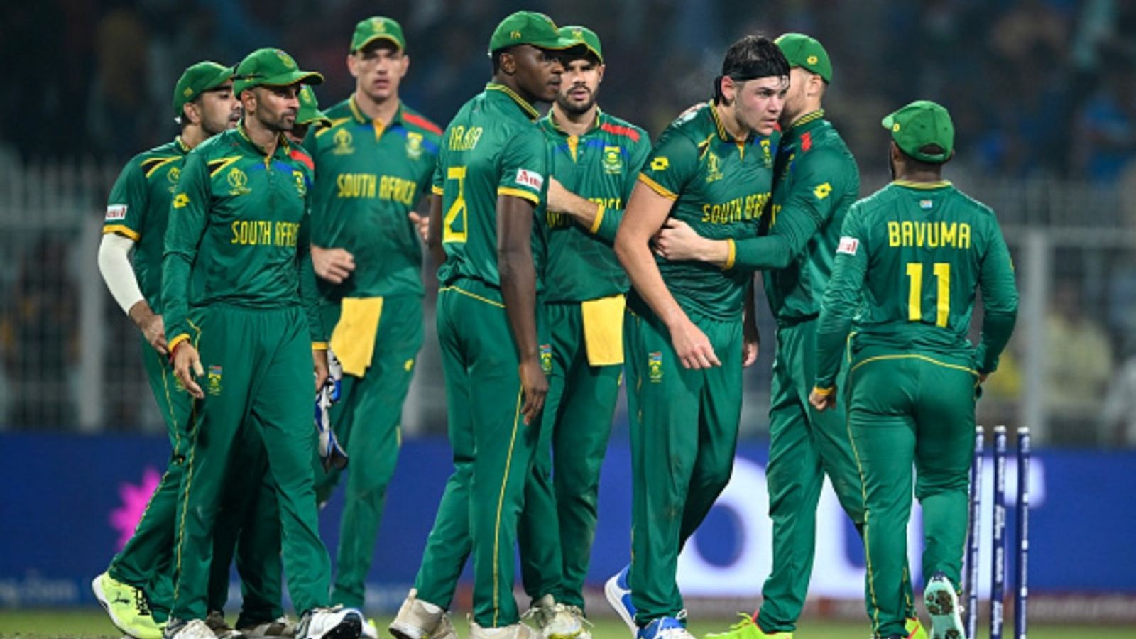 South Africa announce squad for ODI series vs Australia: Rabada ruled out, 25-yr-old returns after nearly 3 years South Africa's Gerald Coetzee (3R) celebrates with teammates after taking the wicket of Australia's Josh Inglis during the 2023 ICC Men's World Cup ODI second semi-final match at the Eden Gardens in Kolkata on November 16, 2023.