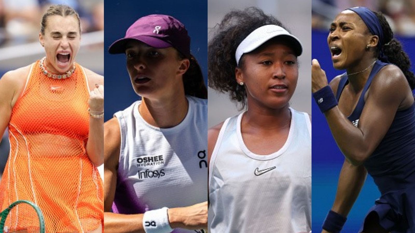 Swiatek, Osaka out of US Open; quarterfinals set with THESE players in list Aryna Sabalenka, Iga Swiatek, Naomi Osaka and Coco Gauff in the frame (Images via Getty)