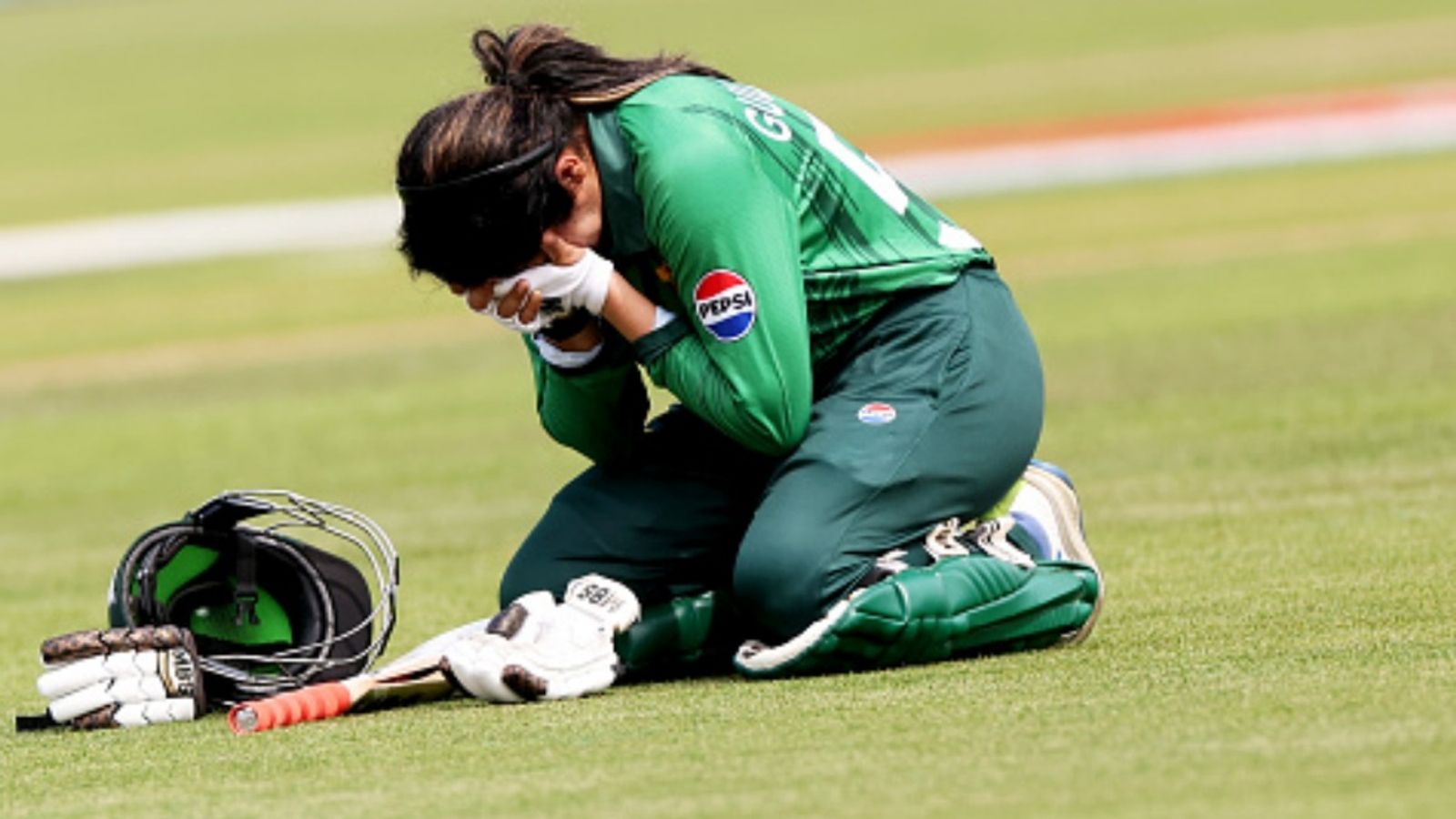 After Pakistan captain, their top-order batter sanctioned by ICC for showing dissent to umpire Gull Feroza of Pakistan reacts during the ICC Women's T20 World Cup 2026 match against Netherlands at Bristol County Ground on June 27, 2026 in Bristol, England.