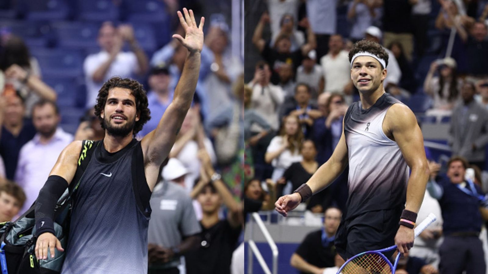 Huge upset at US Open 2026 as defending champion Carlos Alcaraz knocked out after falling to world no.9 Carlos Alcaraz (L) reacts after losing to Ben Shelton in the US Open quarterfinal clash. (Getty)