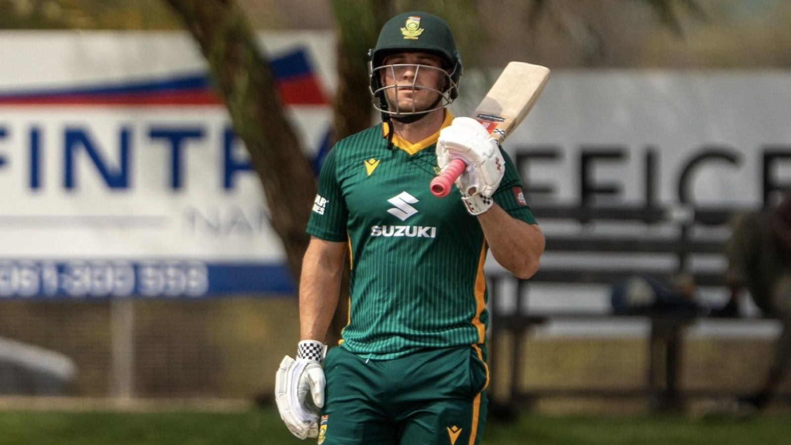 South Africa's young opener slams 150, equals all-time ODI record for highest score on debut South Africa's Jordan Hermann during his 150-run knock against Namibia on ODI debut. (Source: Proteas Men)