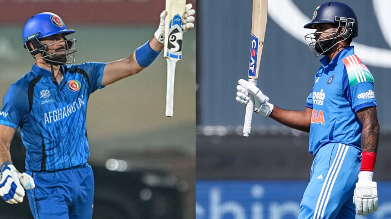 No threat to IND vs AFG 1st T20I, series opener in New Delhi to kick off as scheduled Afghanistan captain Ibrahim Zadran (L) and India skipper Shreyas Iyer in this frame. (Getty)