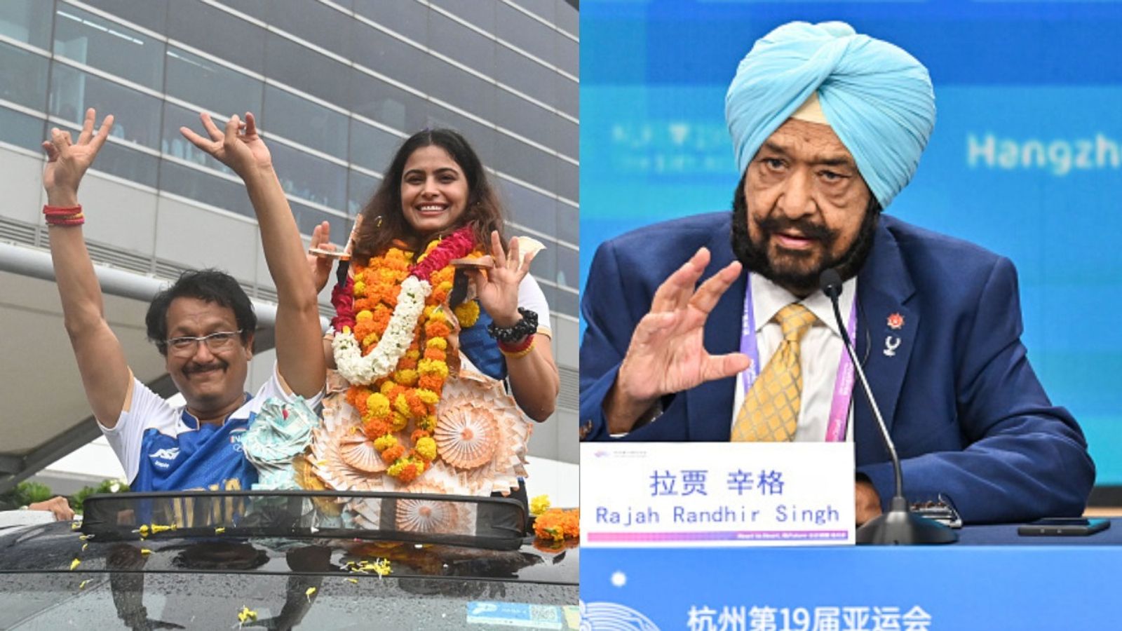 IOA honours late shooting greats with new trophy for Best Male and Female Athlete of Asian Games Jaspal Rana, Manu Bhaker and Raja Randhir Singh in the frame (Images via Getty)