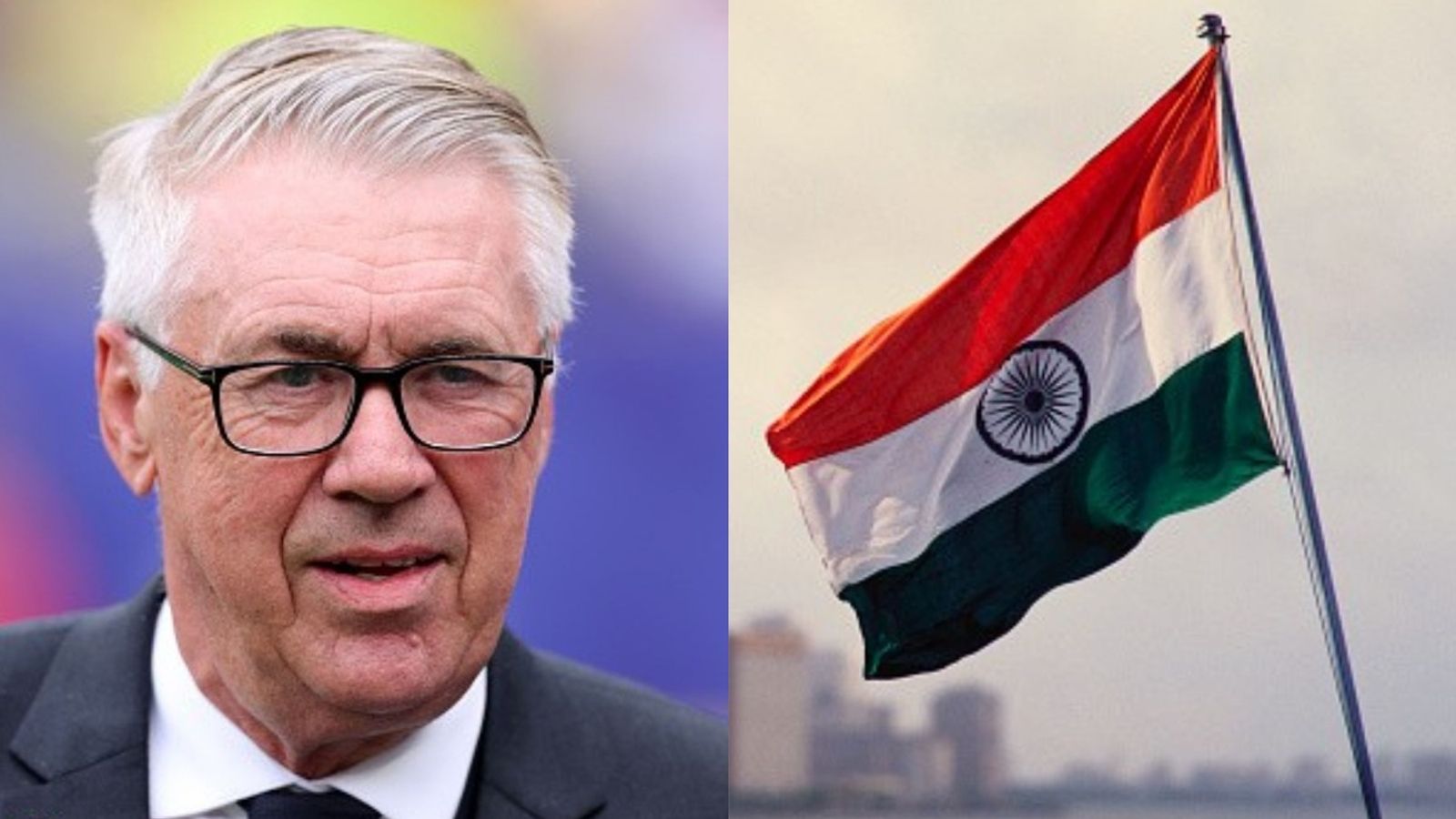 Star forward ruled out of Brazil friendlies vs India with injury Carlo Ancelotti and Indian flag in the frame (Image via Getty)