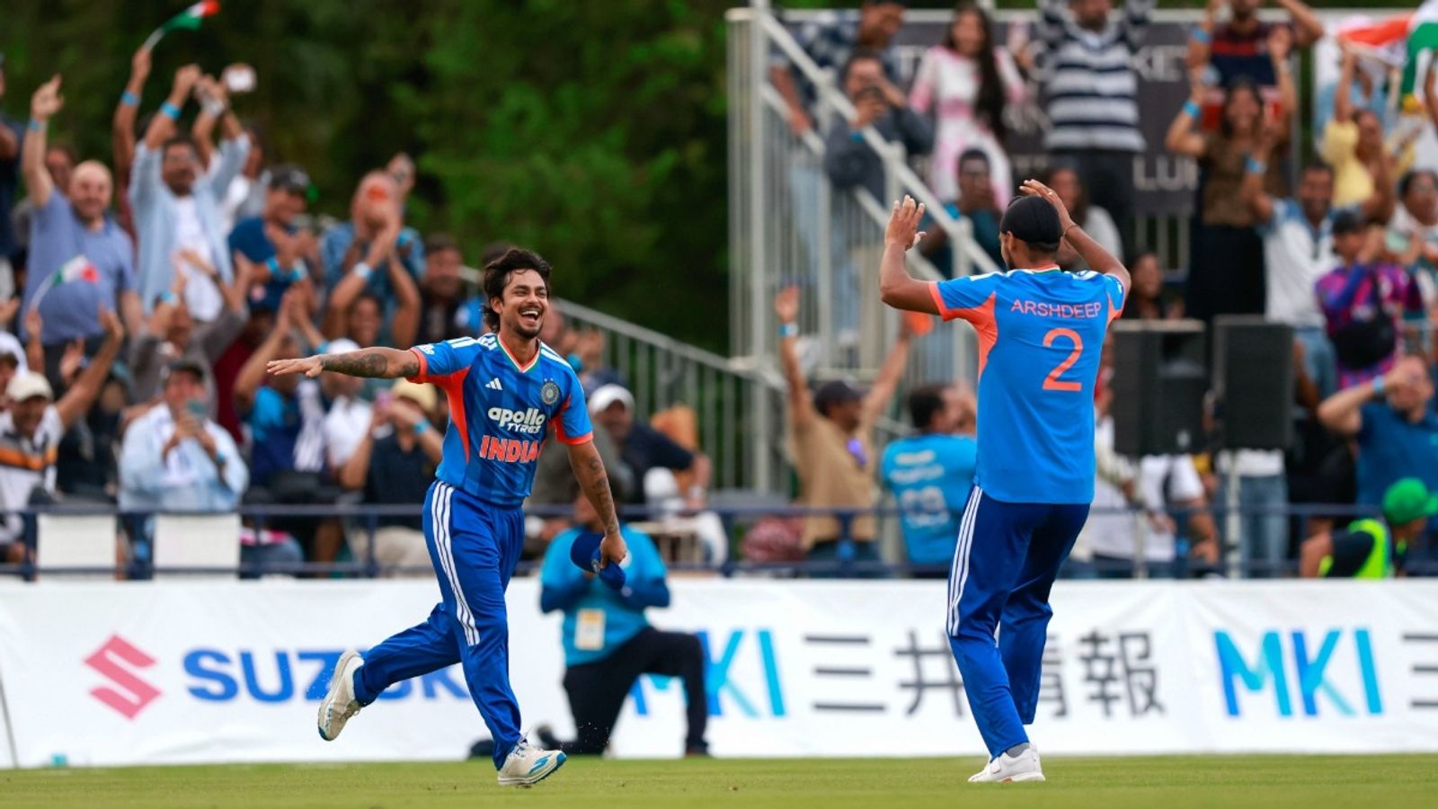 Shreyas Iyer’s India survive a scare against rookies Japan, steal 2-run win in 5-over historic Suzuki Cup India's Ishan Kishan celebrates with teammate Arshdeep Singh after running out Japan opener in one-off T20I match on September 22.
