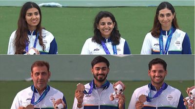 India men's and women's skeet shooting teams bag bronze medals at Asian Games 2026 Raiza Dhillon, Maheshwari Chauhan, Parinaaz Dhaliwal, Anantjeet Singh Naruka, Mairaj Ahmad Khan, Bhavtegh Singh Gill