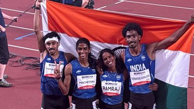 India win silver in mixed 4x400 relay, lose out on gold as Bahrain set Games Record Vishal TK, Vithya Ramraj, Manu Saji and MR Poovamma