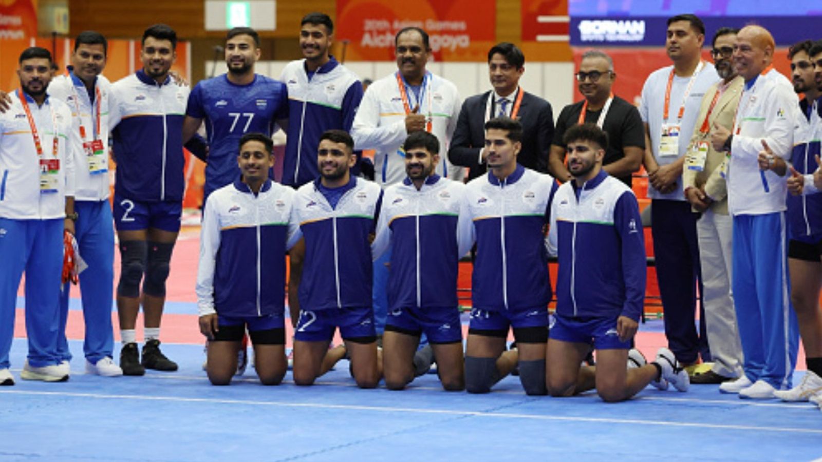 After women, men's team wins Kabaddi final defeating Iran; adds 4th gold medal of 2026 Asian Games Indian Kabaddi team in the frame (Image via Getty)