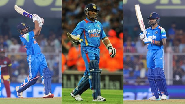Stats prove how Rohit Sharma, Virat Kohli are mirroring Sachin Tendulkar’s late-career surge before ODI World Cup India's batting juggernauts Rohit Sharma (L), Sachin Tendulkar (C) and Virat Kohli in frame. (Getty)