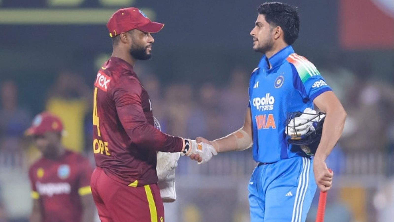 Why are India fined 20% and West Indies 10% after 3rd ODI ahead of their T20 series? Shai Hope and Shubman Gill in the frame (Image via Getty)