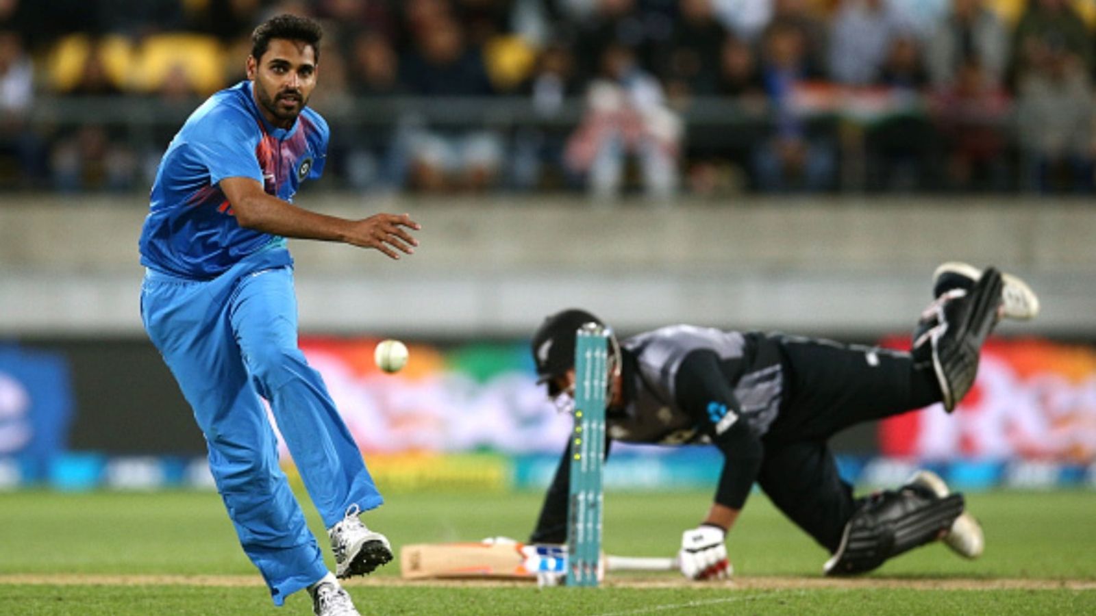 Bhuvneshwar swings back to T20I squad after long hiatus, selectors drop only one player for New Zealand tour Bhuvneshwar Kumar of India attempts to field the ball during the T20I series opener against New Zealand at Westpac Stadium on February 06, 2019 in Wellington, New Zealand.