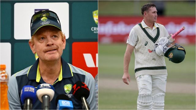 Australia head coach McDonald refuses to defend batters after 99 all out, questions Labuschagne's shot selection Australia head coach Andrew McDonald at a press conference; Marnus Labuschagne after losing his wicket to Simon Harmer on Day 4 of 2nd Test against South Africa.