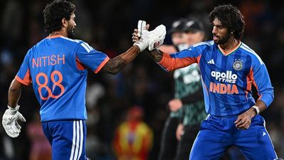 IND vs NZ: Tilak-Nitish turn match on its head as India pull off thrilling 4-wicket win over New Zealand in 2nd T20I India's Tilak Varma (R) and Nitish Kumar Reddy celebrate after help India beat New Zealand by 4 wickets in 2nd T20I. (Getty)
