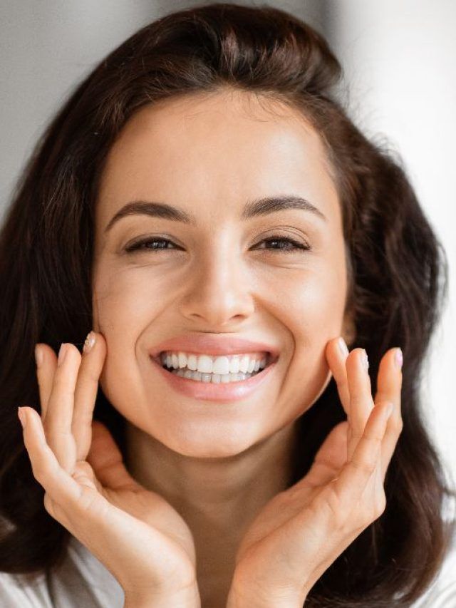 Woman with beauty products