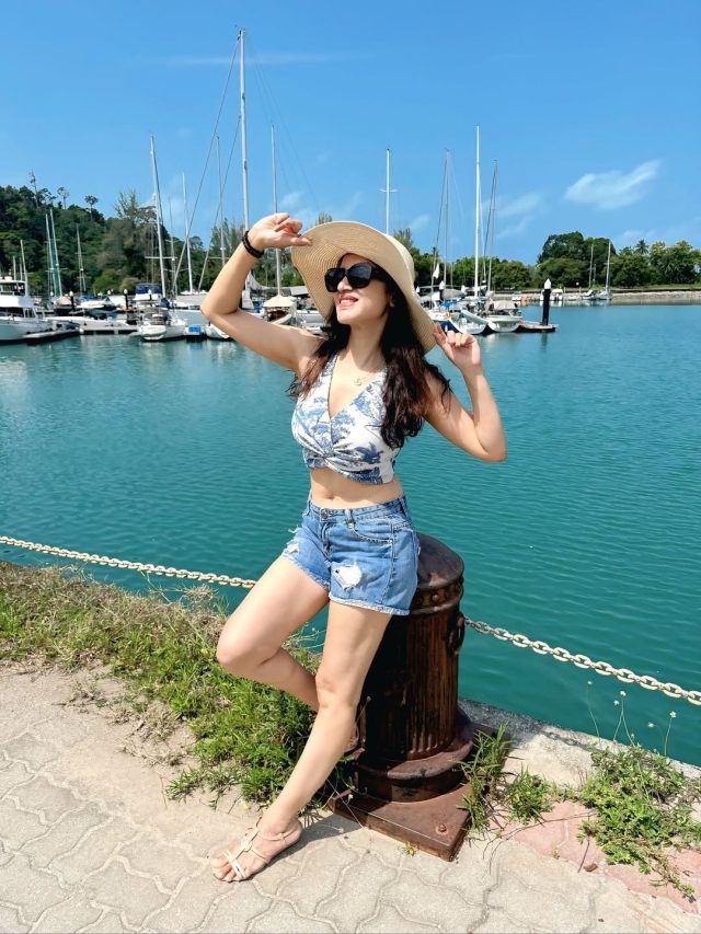 Woman with beauty products