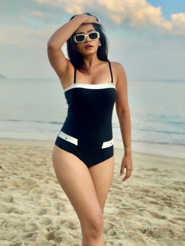 Woman with beauty products