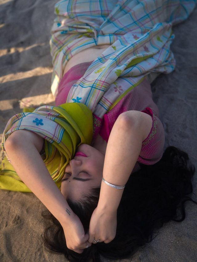 Woman with beauty products