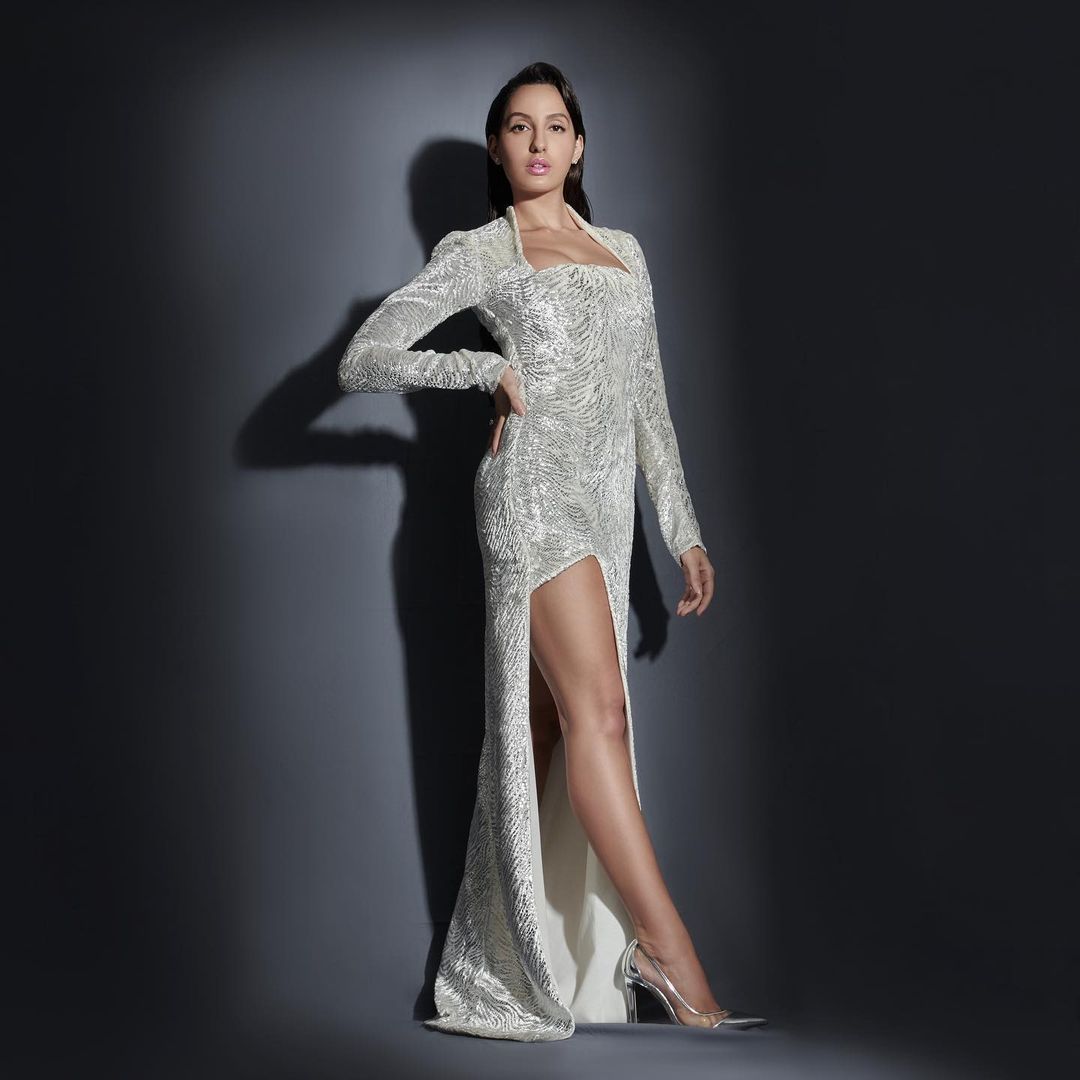 nora fatehi grey dress Nora Fatehi wins the power-dressing game with her latest look in grey pantsuit