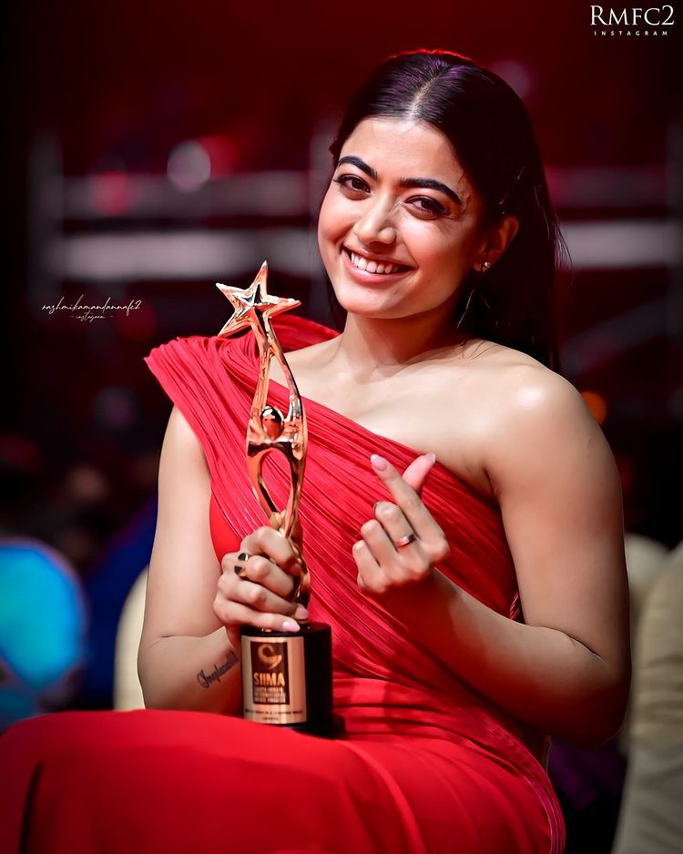 rashmika mandanna red dress Red 