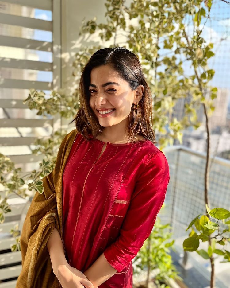 rashmika red dress Rashmika Mandanna Red Dress Looks