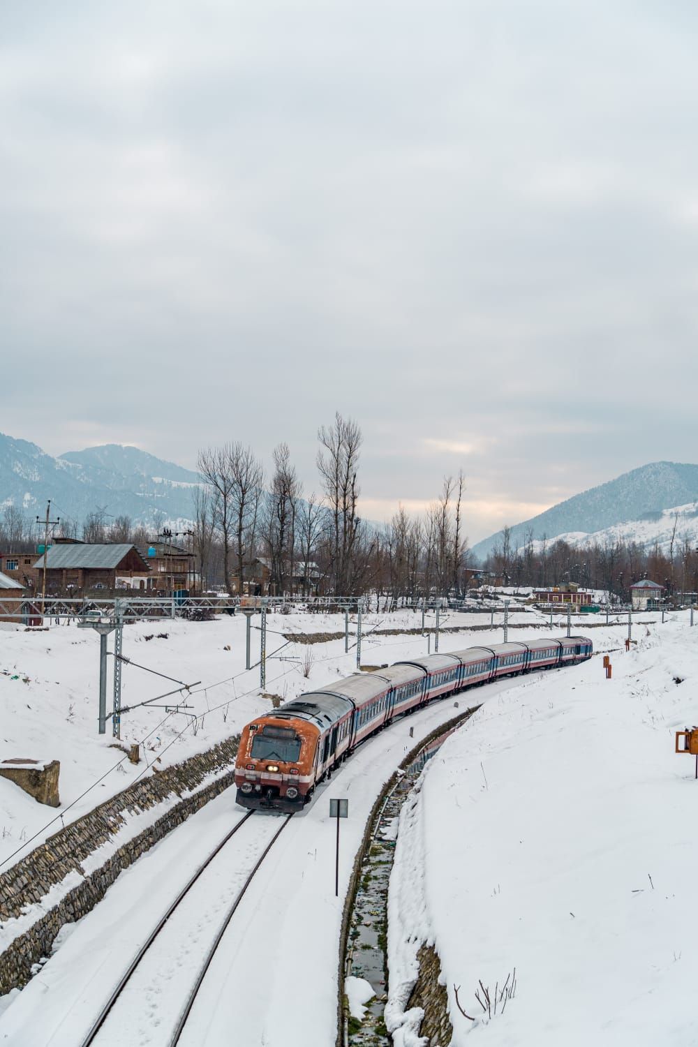 a train in snowy kashmir