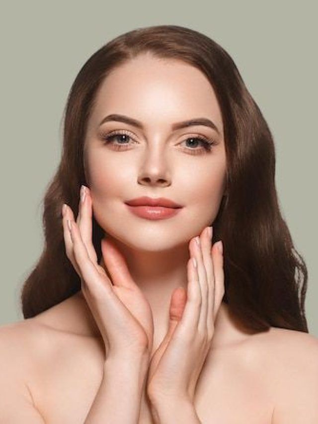 Woman with beauty products