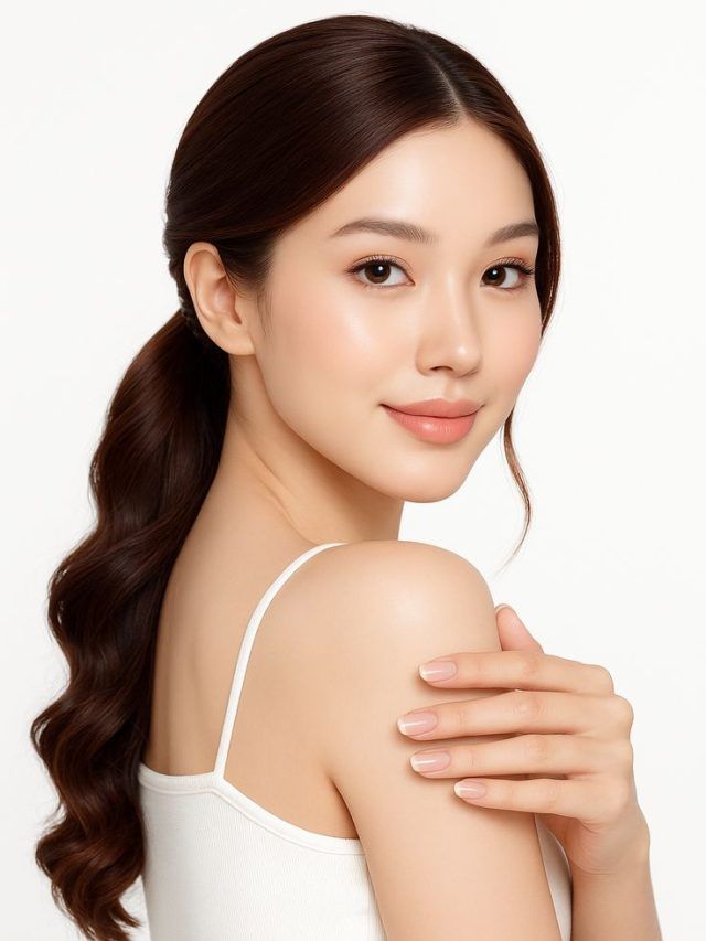 Woman with beauty products