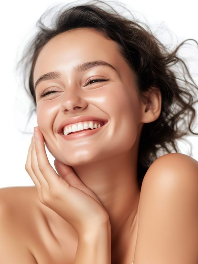 Woman with beauty products