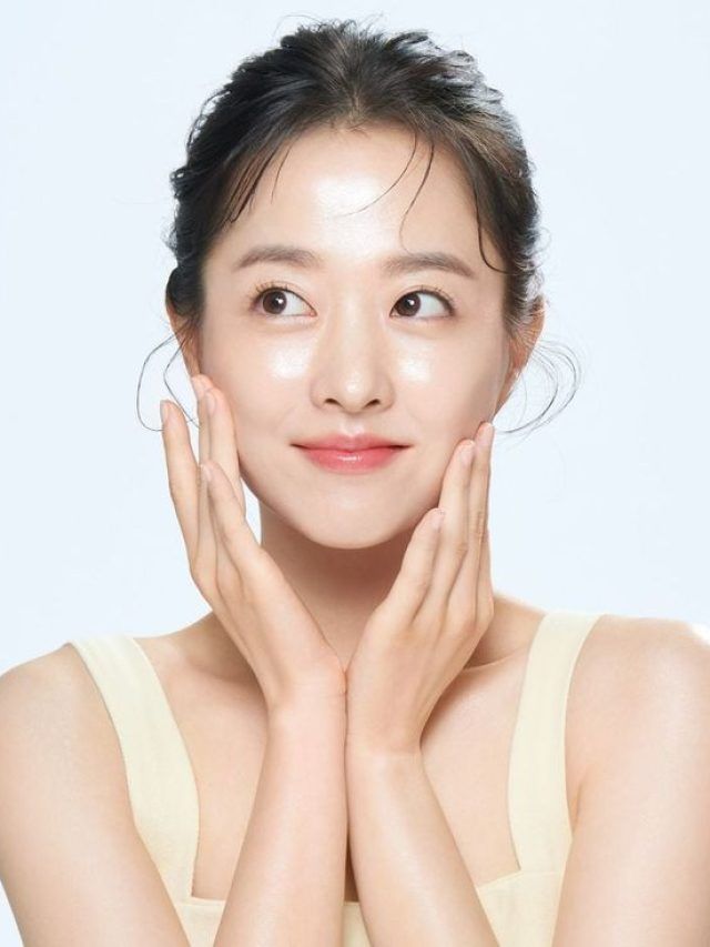 Woman with beauty products