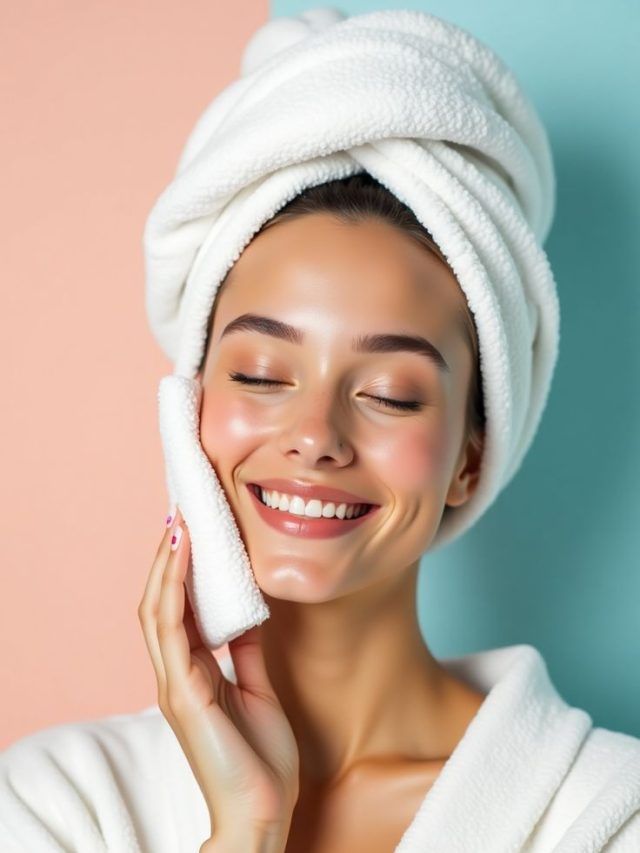 Woman with beauty products