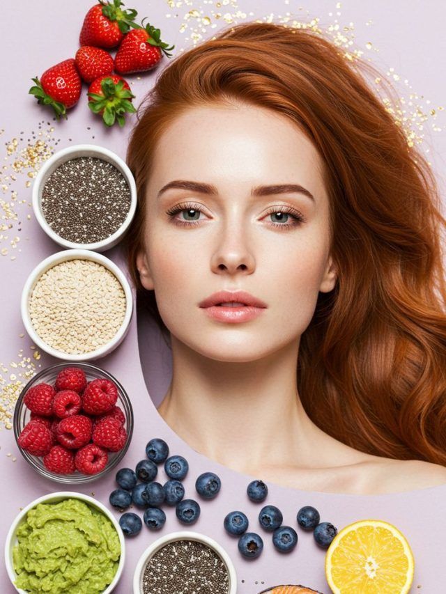Woman with beauty products