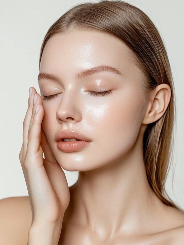 Woman with beauty products