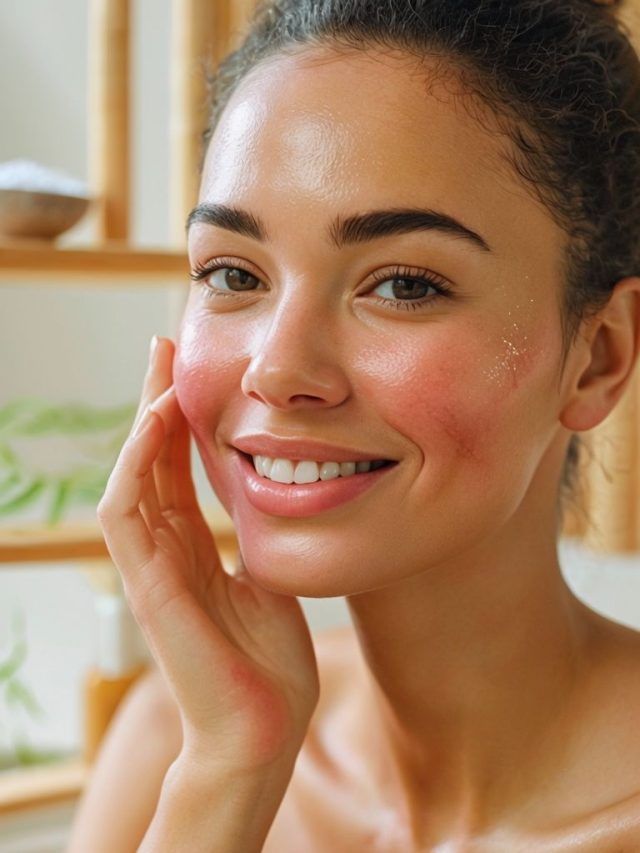 Woman with beauty products