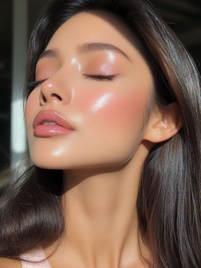 Woman with beauty products