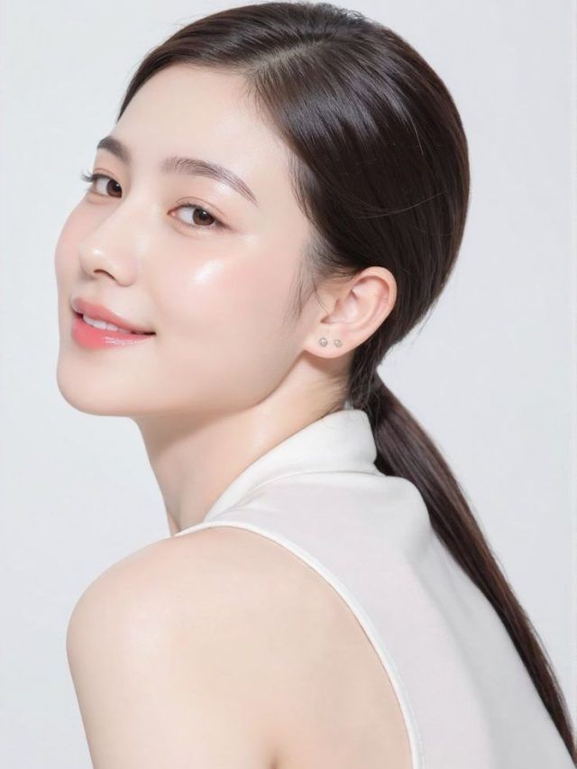 Woman with beauty products