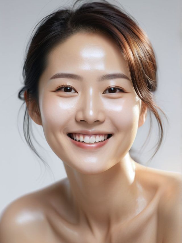 Woman with beauty products