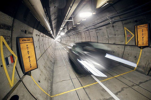 Channel Tunnel service road midpoint