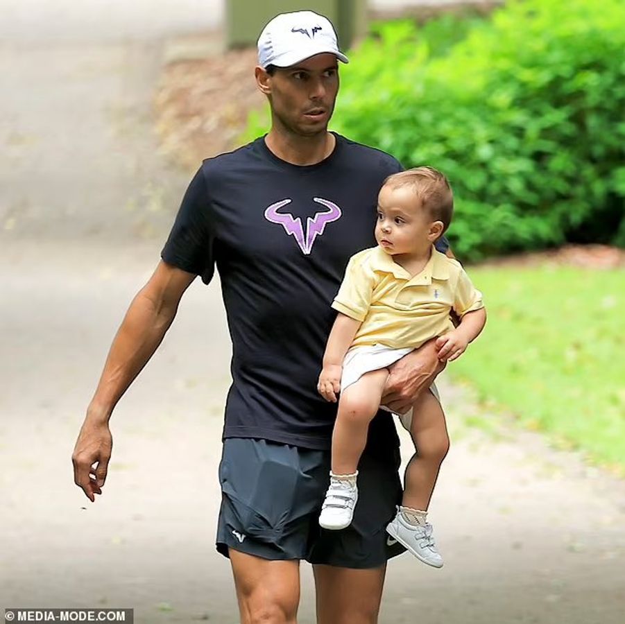 Rafael Nadal enjoys dad duties with son in Brisbane