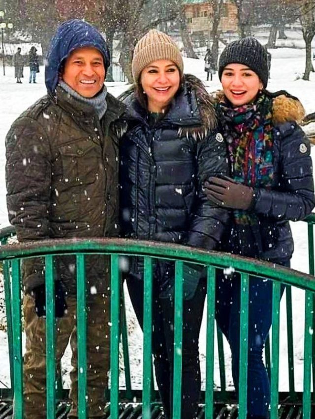 बेटी सारा तेंदुलकर के साथ कश्मीर गए सचिन, विंटर लुक में भी तीनों लगे स्टाइलिश