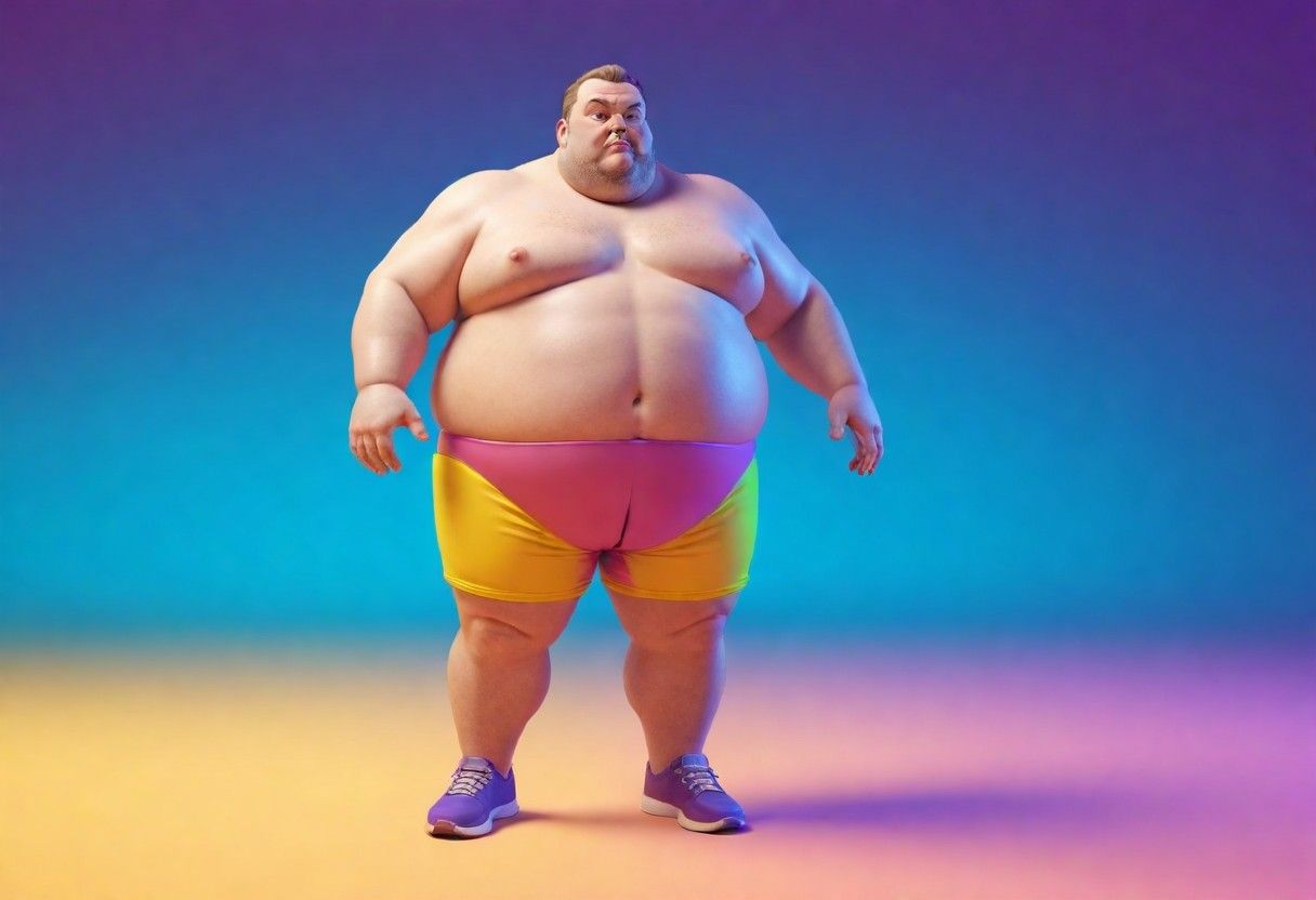 pikaso texttoimage 3d model fat man weight loss figure octane render