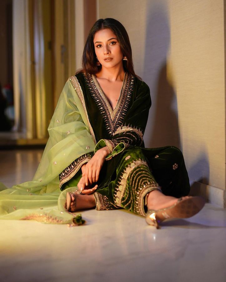 shehnaaz gill dress designer Desi Kudi Shehnaaz Gill in mustard kurta set gives style lessons for a pre-wedding look