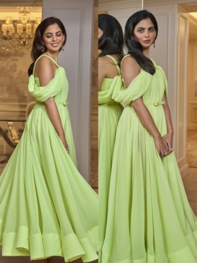 लाइम ग्रीन कलर की ड्रेस पहन खूबसूरत लगीं ईशा अंबानी, अलग-अलग अंदाज में दिए पोज