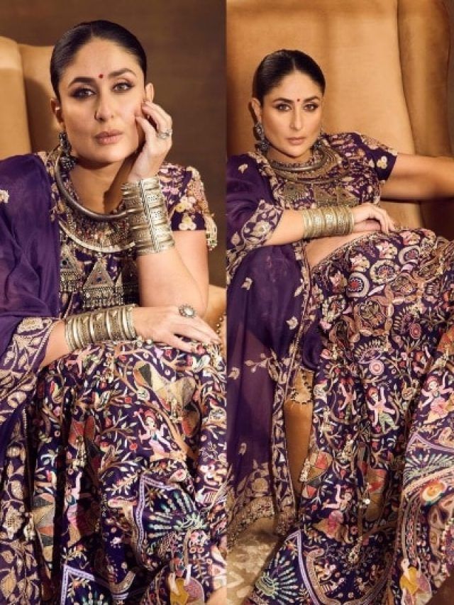 बैंगनी मधुबनी लहंगे में करीना ने दिखाए नवाबी ठाठ, कड़े और हसुली पहन लगीं खूबसूरत