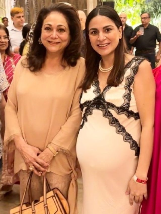 अंबानी खानदान की बहू के साथ स्पॉट हुई प्रेग्नेंट एक्ट्रेस, स्लीवलेस वाइट गाउन में लगी हसीन