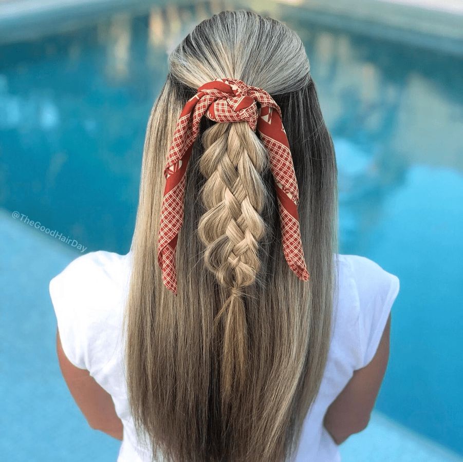 Braided High Ponytail With Scarf How To Tie Bandana On A Braided