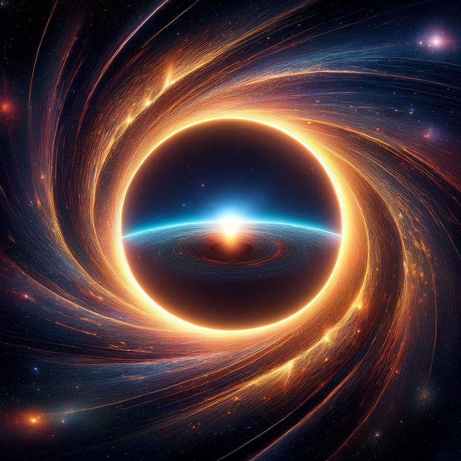 Illustrate the Cosmic Horseshoe’s Einstein Ring — a perfect circle of light caused by gravitational 25-02-2025 at 12-10-38